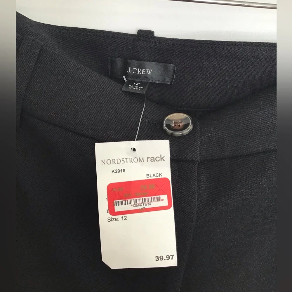 J Crew Women's Black Polyester Viscose Elastane Blend Dress Pants‎ Size 12 NWT